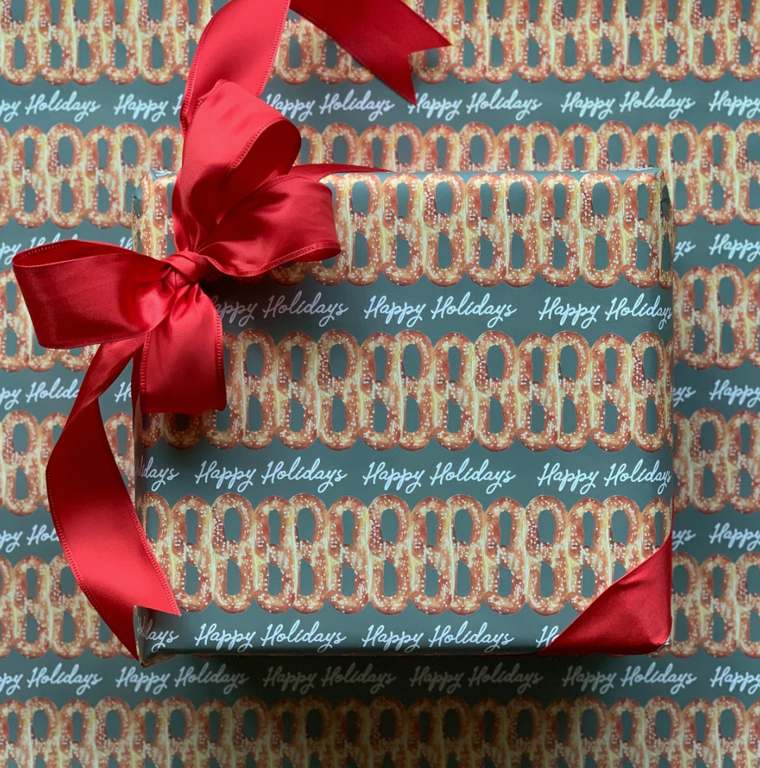 Happy Holidays Soft Pretzel Wrapping Paper