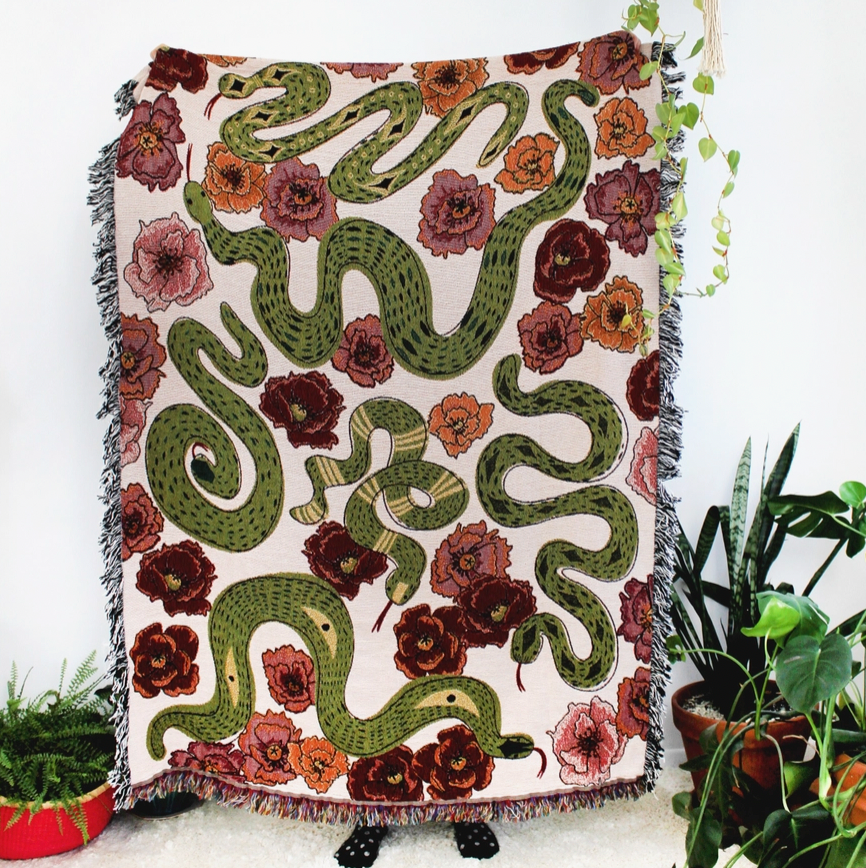 Snakes &amp; Poppy Field Blanket