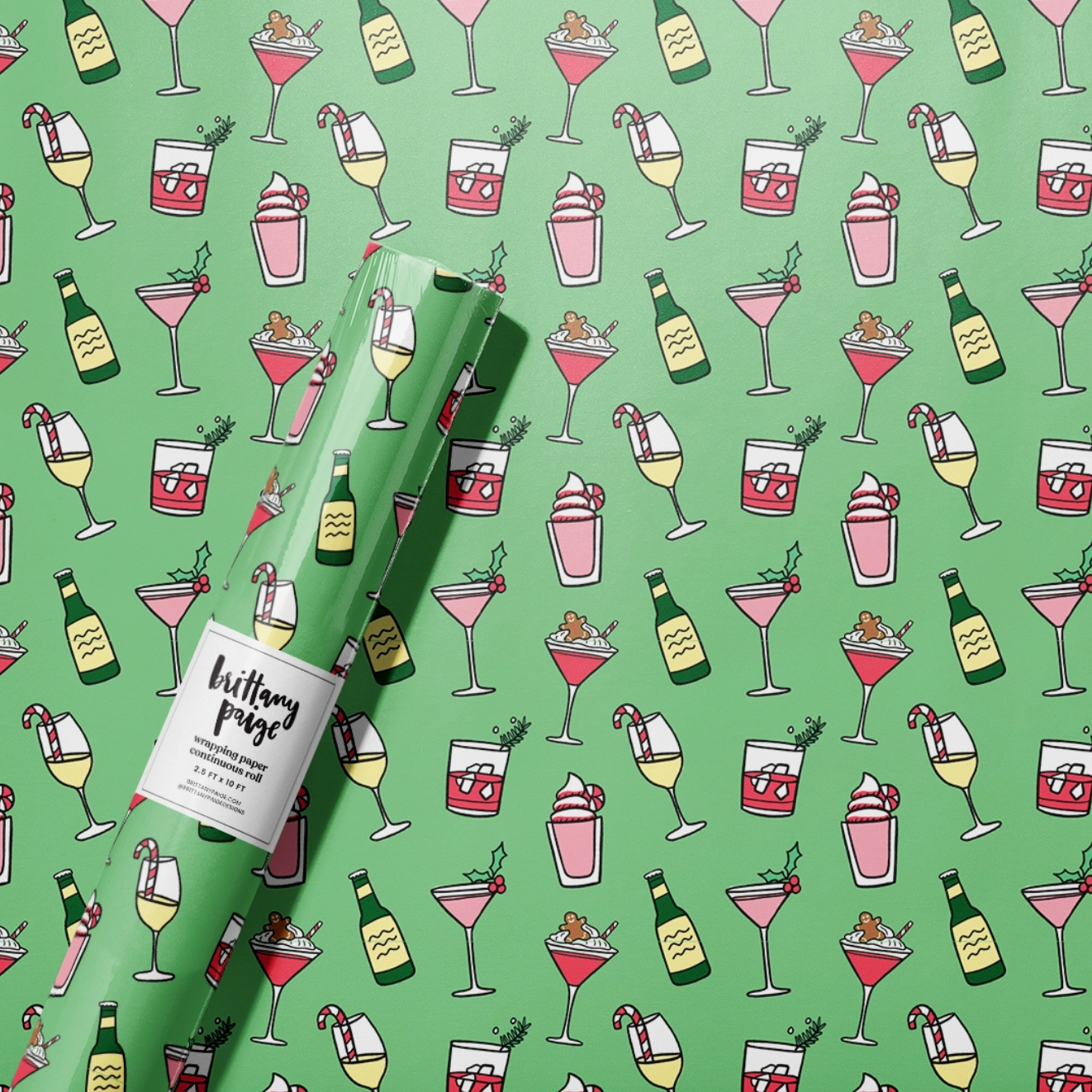 Holiday Cocktails Wrapping Paper