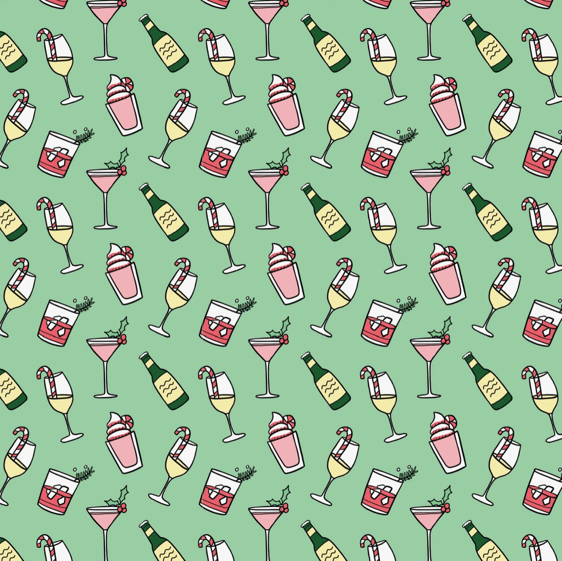 Holiday Cocktails Wrapping Paper