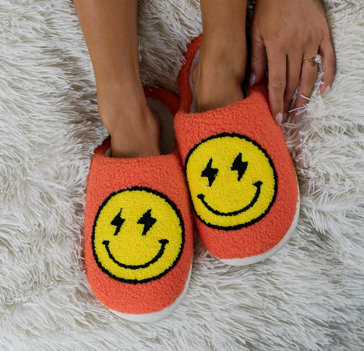 Bolt Smiley Face Slippers