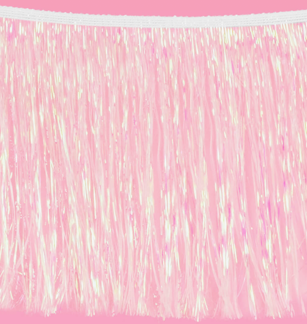 White Iridescent Fringe Banner