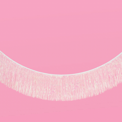 White Iridescent Fringe Banner