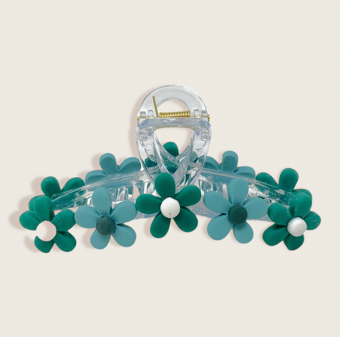 Green Daisy Claw Clip