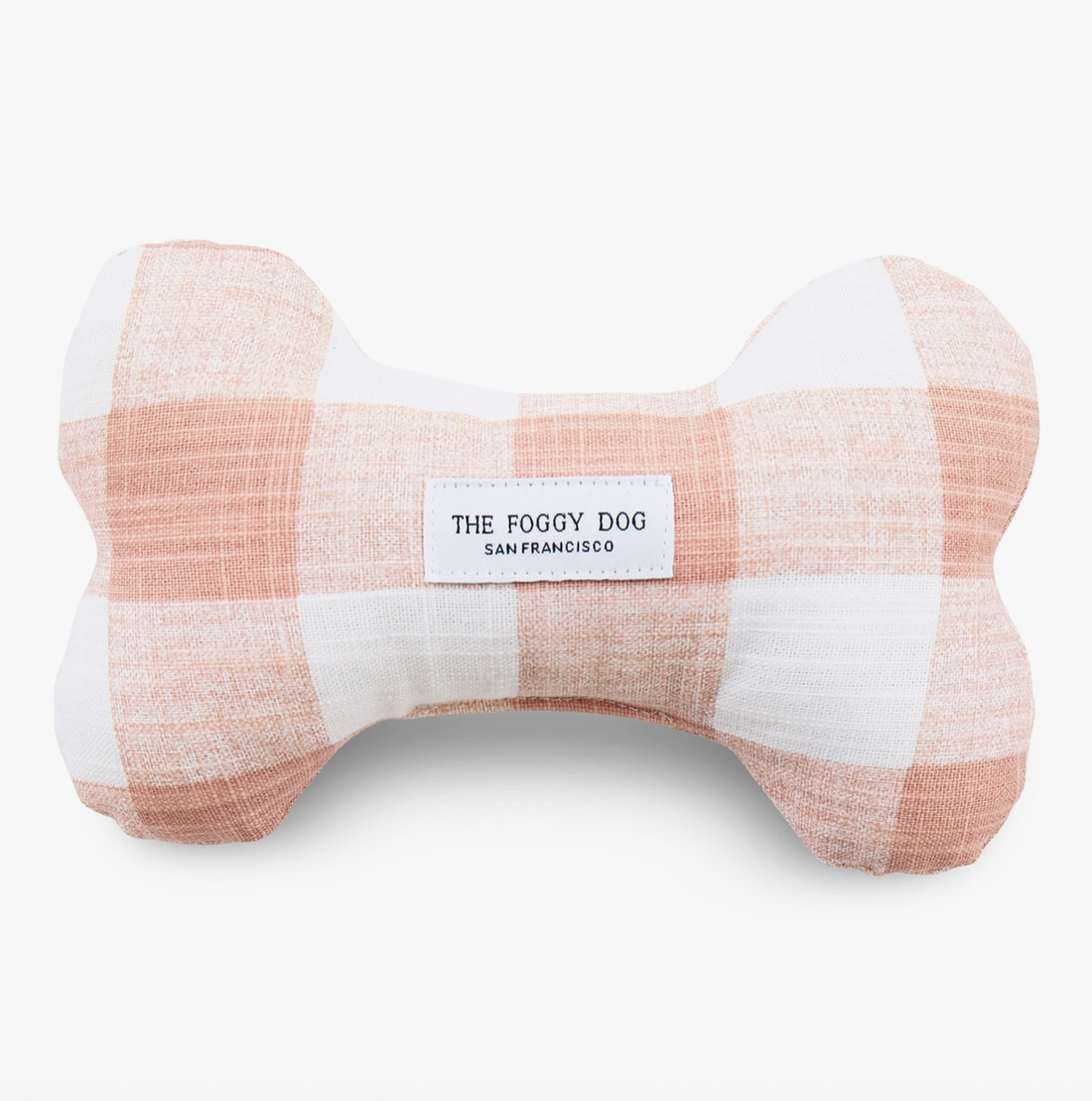 Blush Pink Gingham Bone Squeak Toy