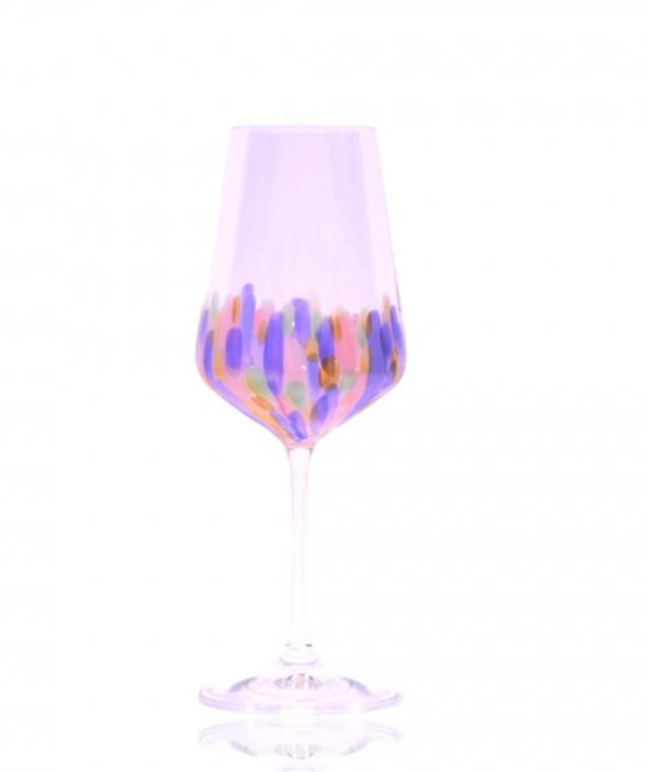 Set of 2 Hand Painted Wine Glass in Flamingo