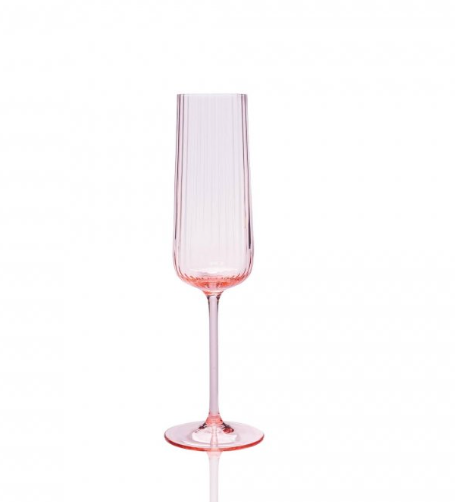 Set of 2 Ripple Champagne Flutes in Rose