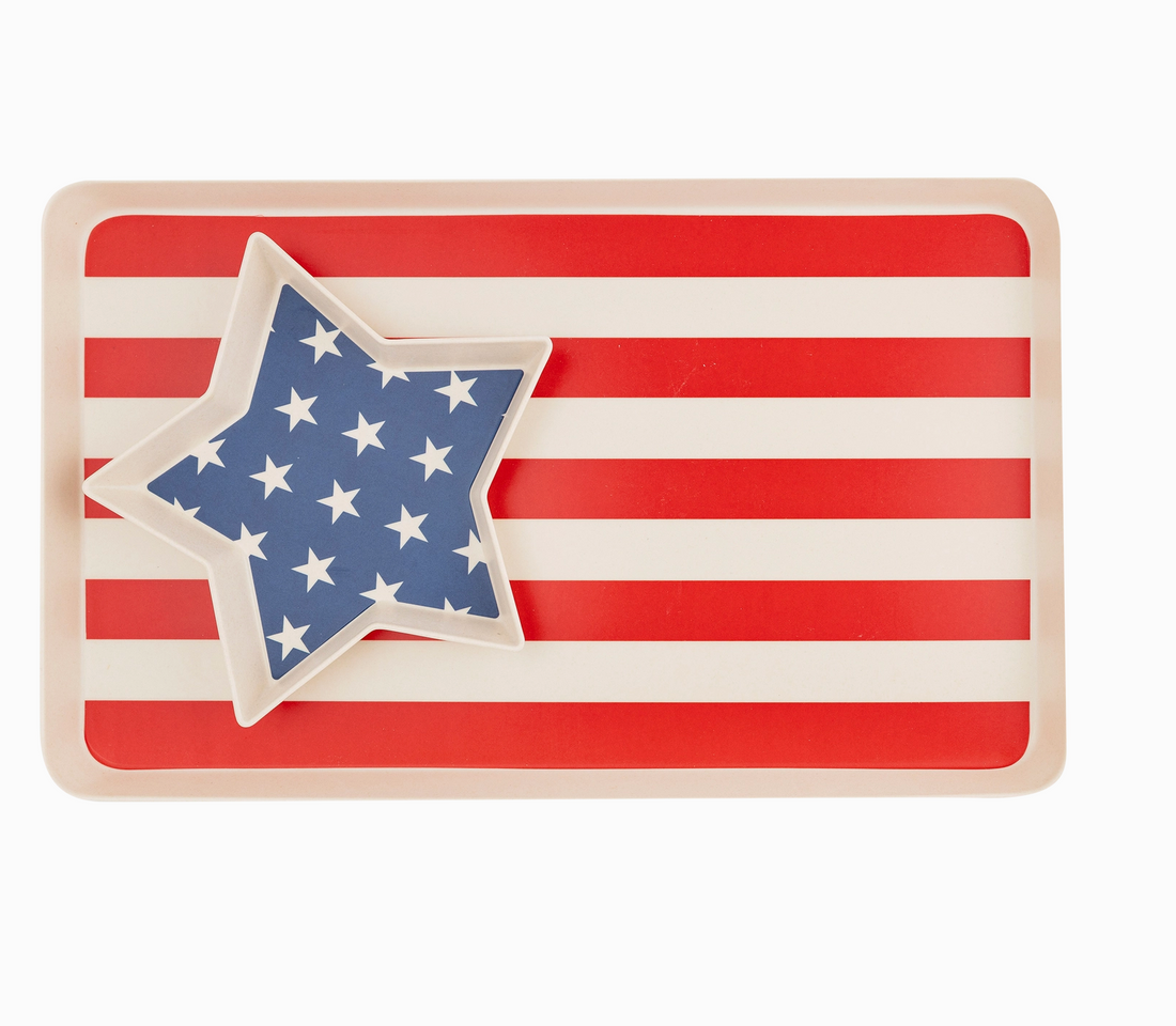 American Flag Stacked Reusable Tray