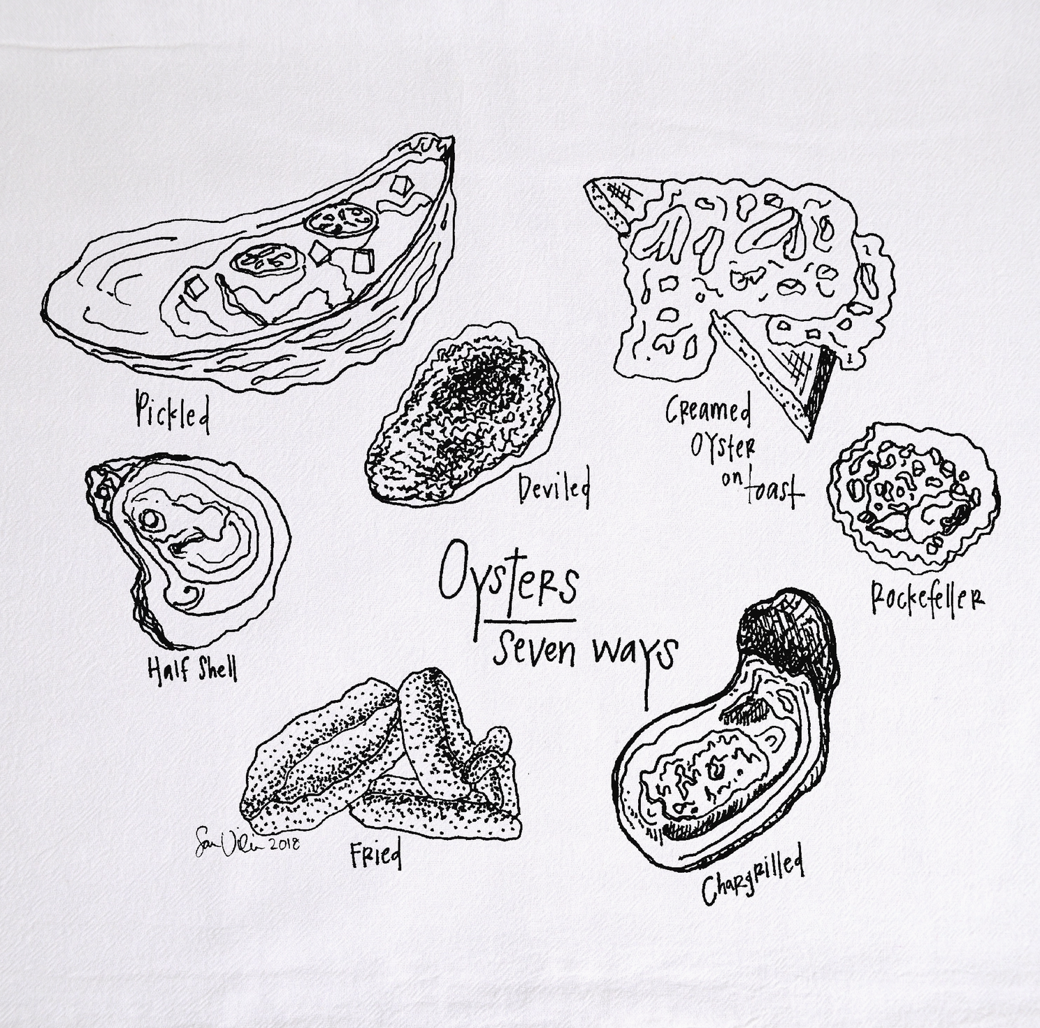 Oyster Row Tea Towel