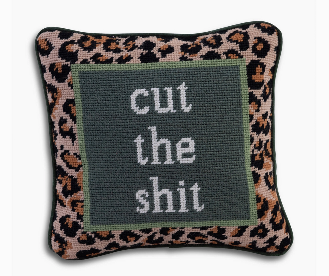 "Cut The Shit" Needlepoint Pillow