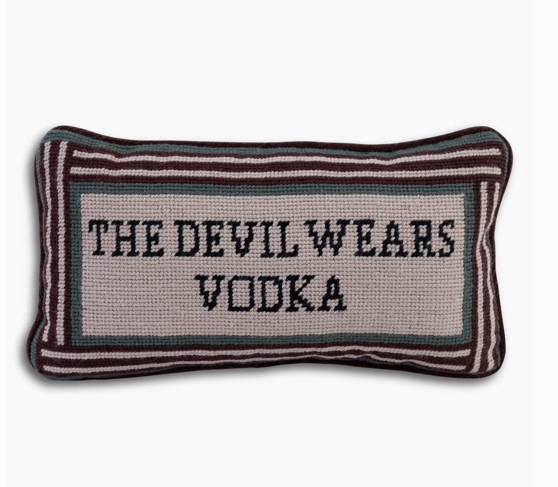 "Devil Wears Vodka" Needlepoint