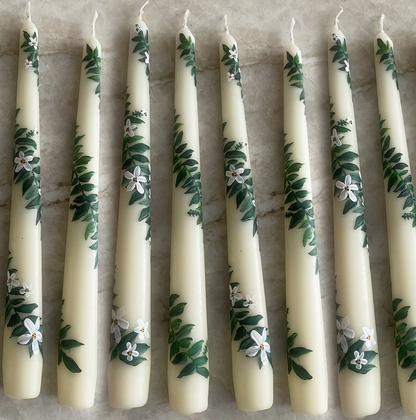 Hand Painted Daisy Taper Candle