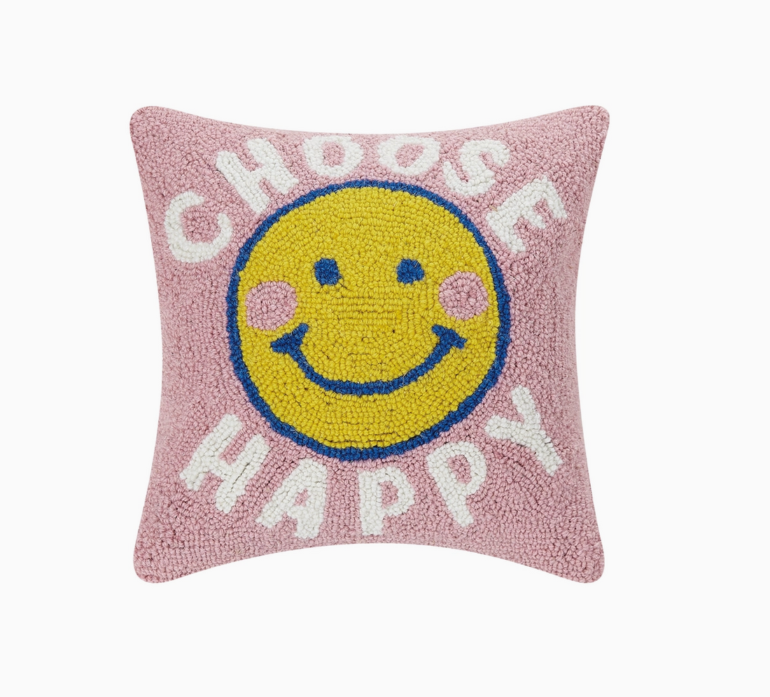 Choose Happy Hooked Pillow