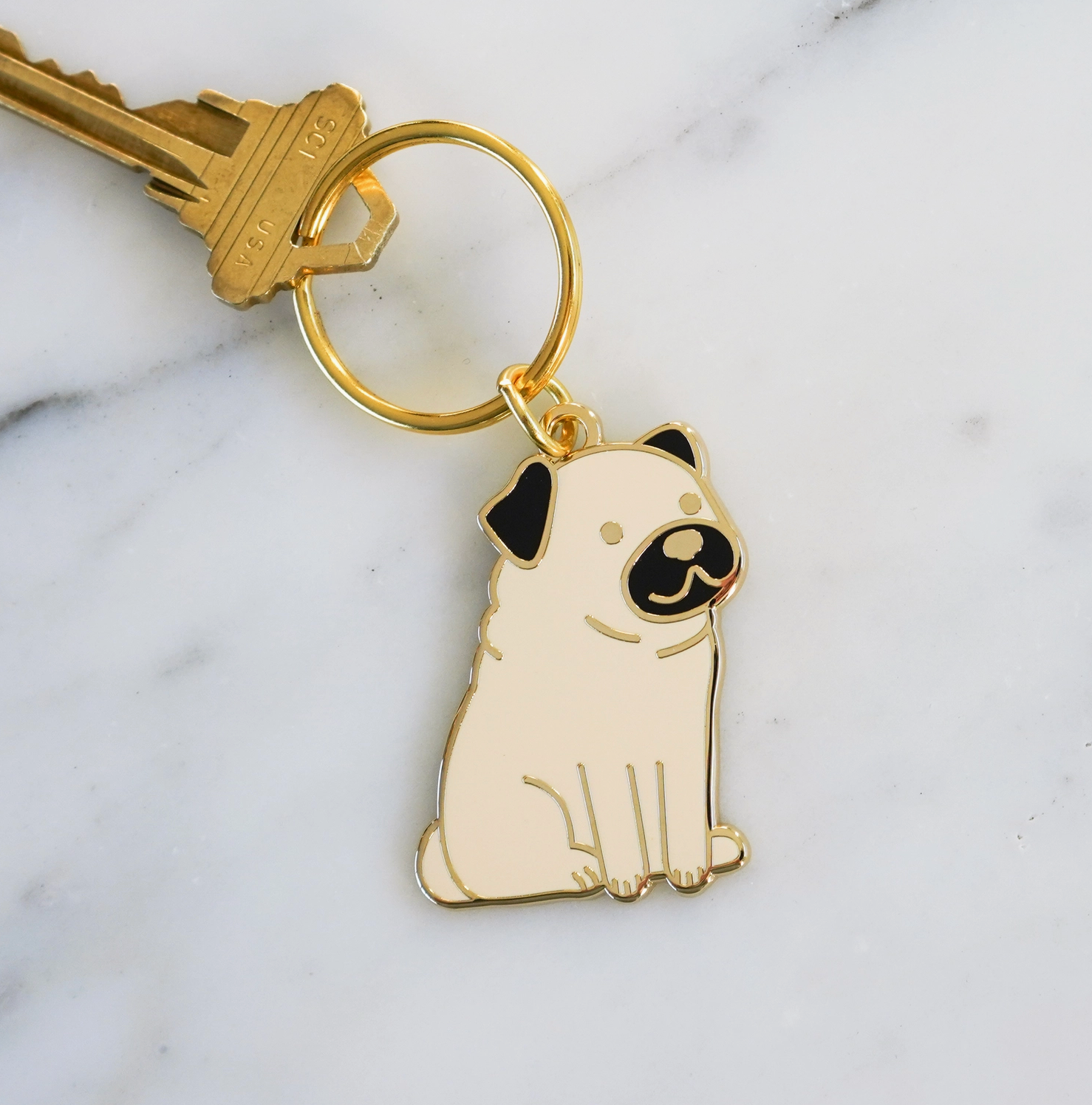 Creme Pug Labrador Keychain