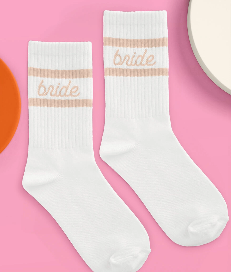 Beige &quot;Bride&quot; Socks