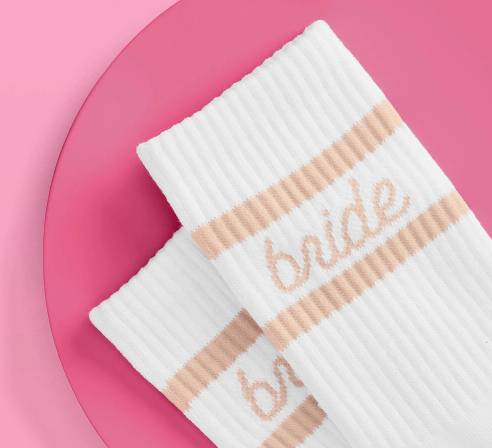 Beige &quot;Bride&quot; Socks