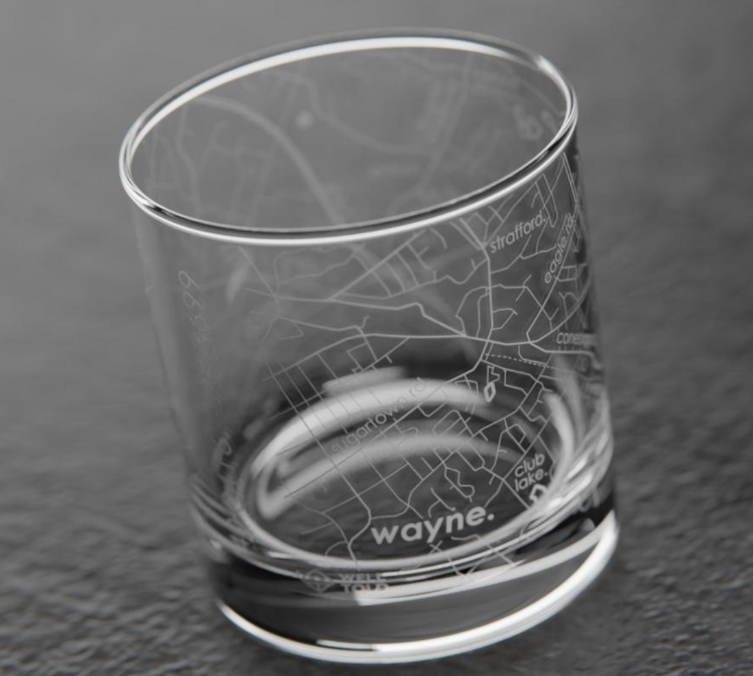 &quot;Wayne&quot; Etched Rocks Glass