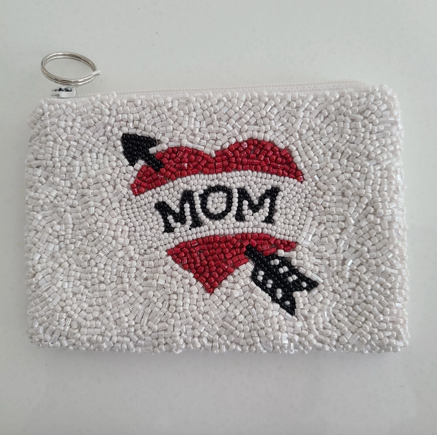 Mom Heart Arrow Beaded Pouch