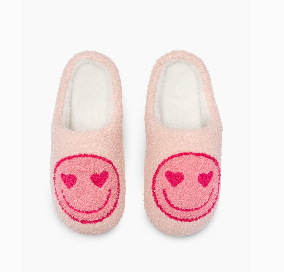 Heart Eyes Happy Face Slippers