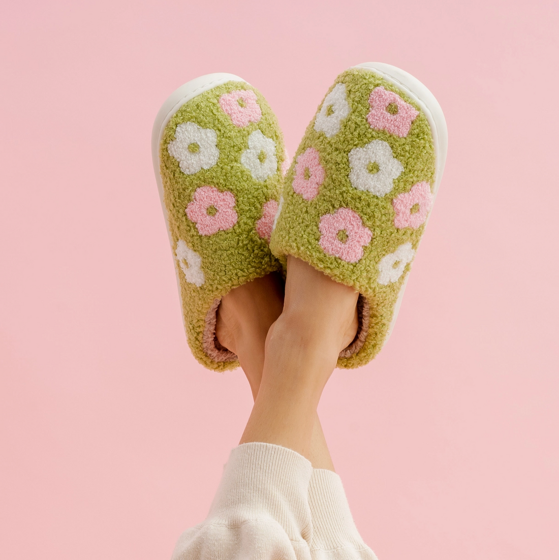 Green Flower Slippers