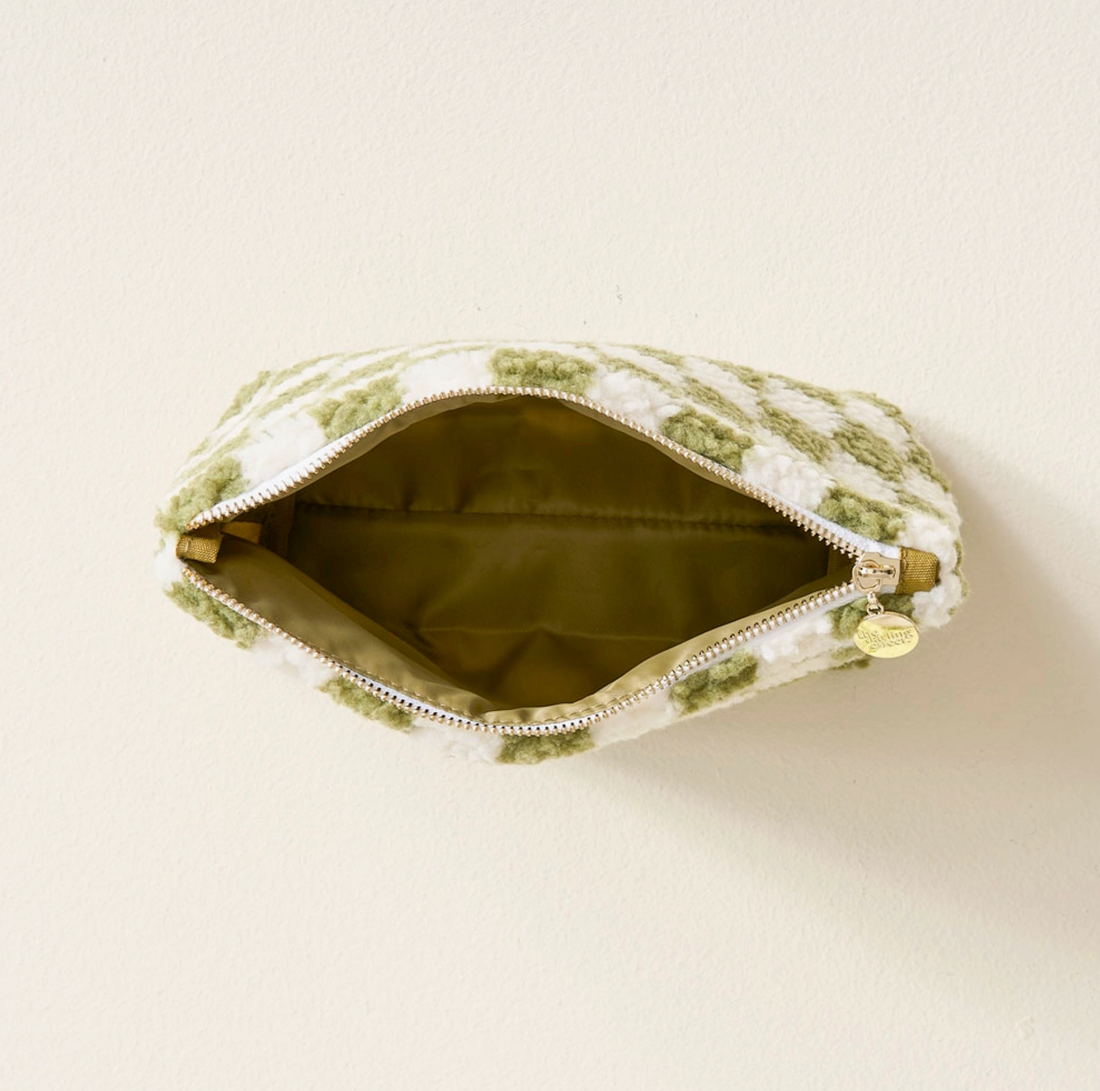 Green Checkered Teddy Pouch