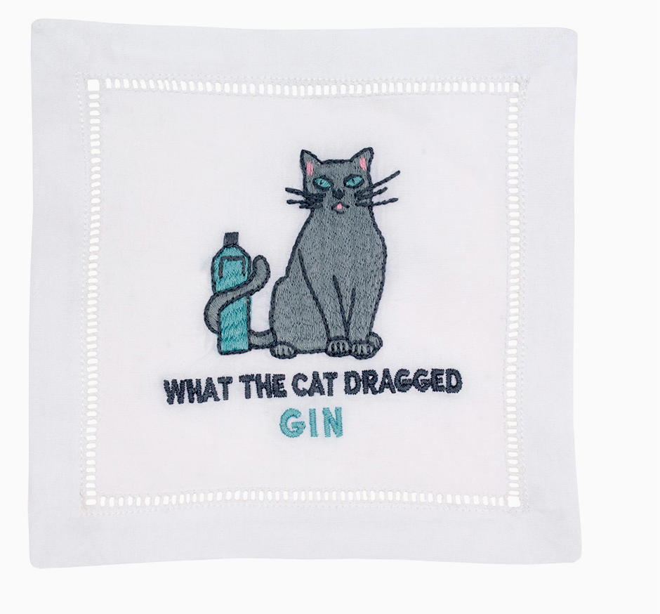 &quot;What the Cat Dragged Gin&quot; Cocktail Napkins