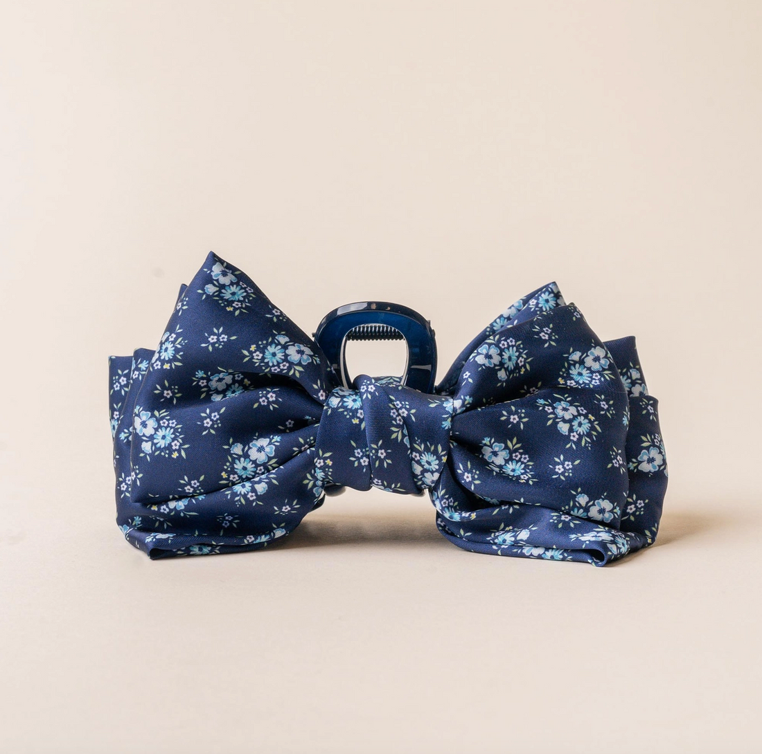 Endless Daydream Satin Bow Clip (Navy)