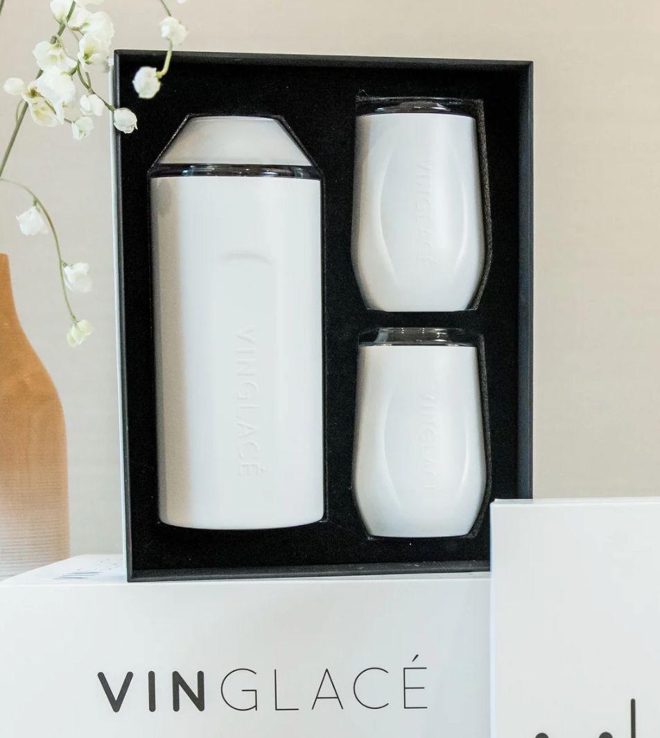White Wine Chiller & Wine Glasses Gift Set