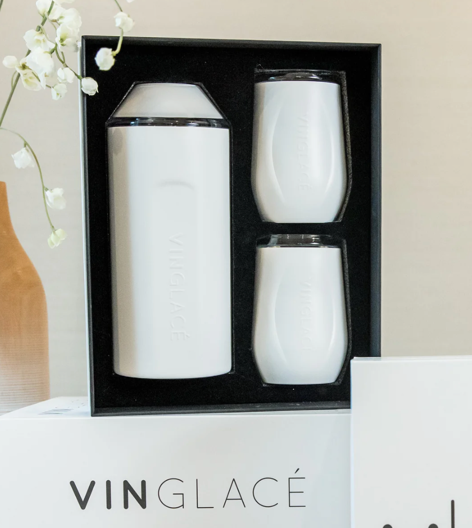 White Wine Chiller &amp; Wine Glasses Gift Set