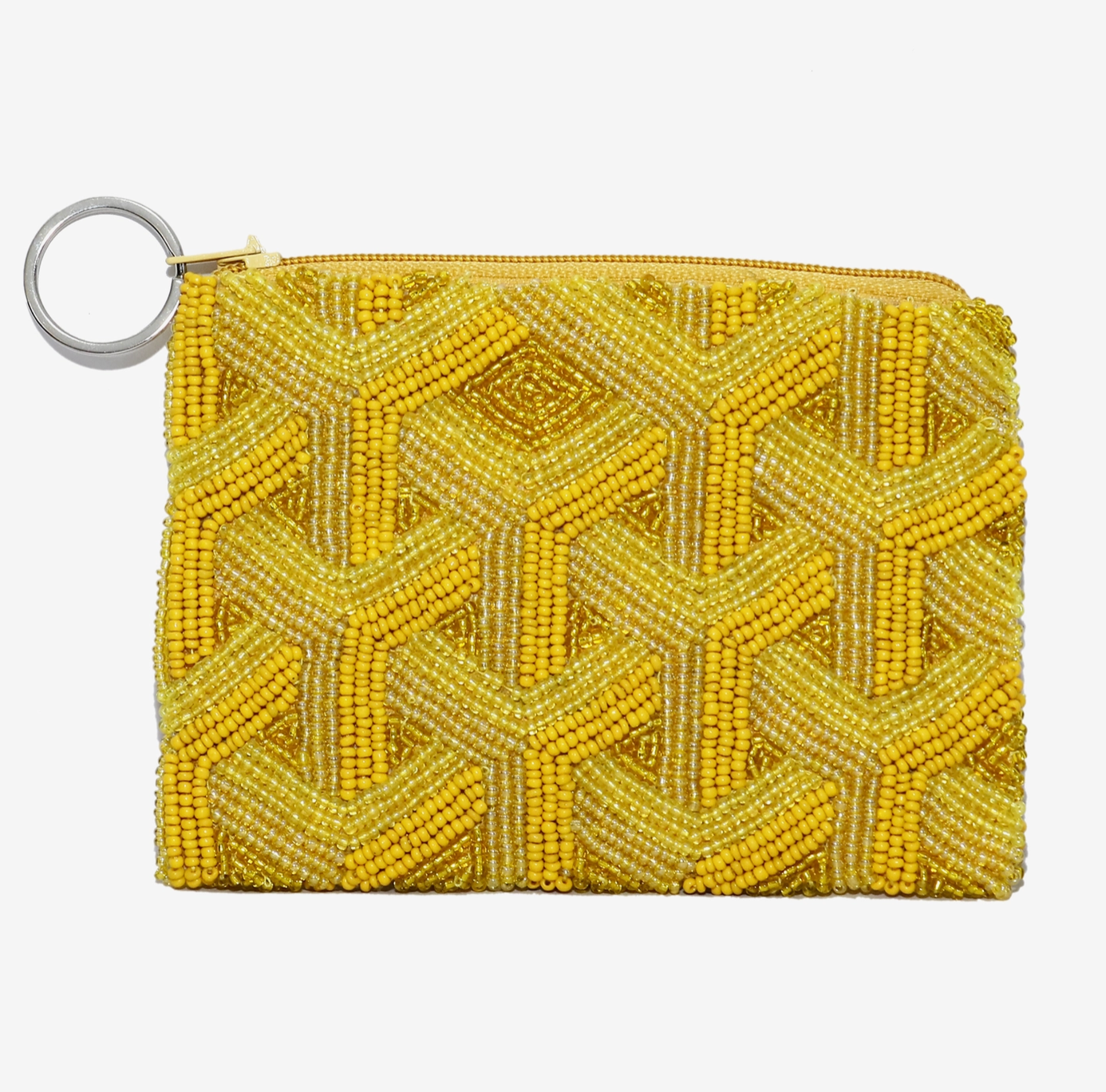 Yellow Goyard Inspired Beaded Pouch