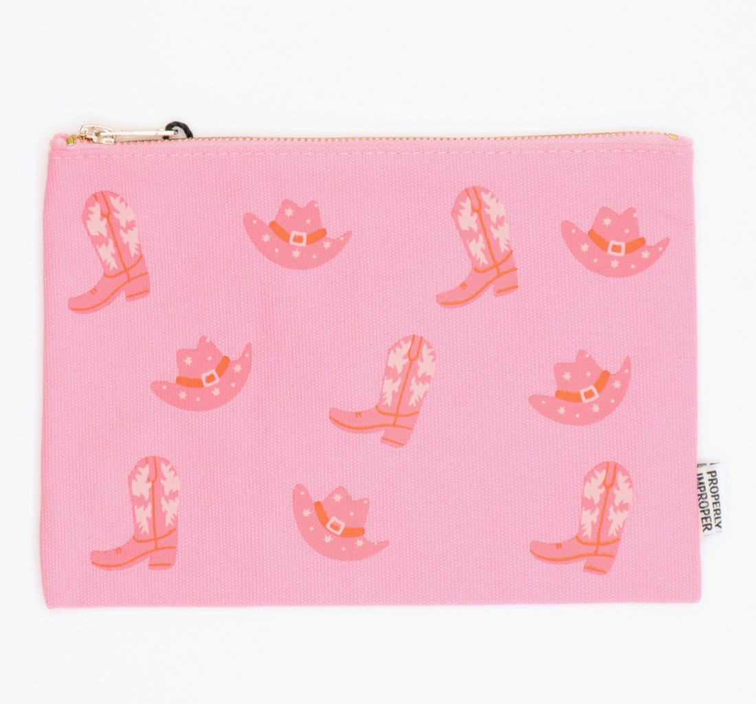 Cowboy Boot & Hat Canvas Pouch
