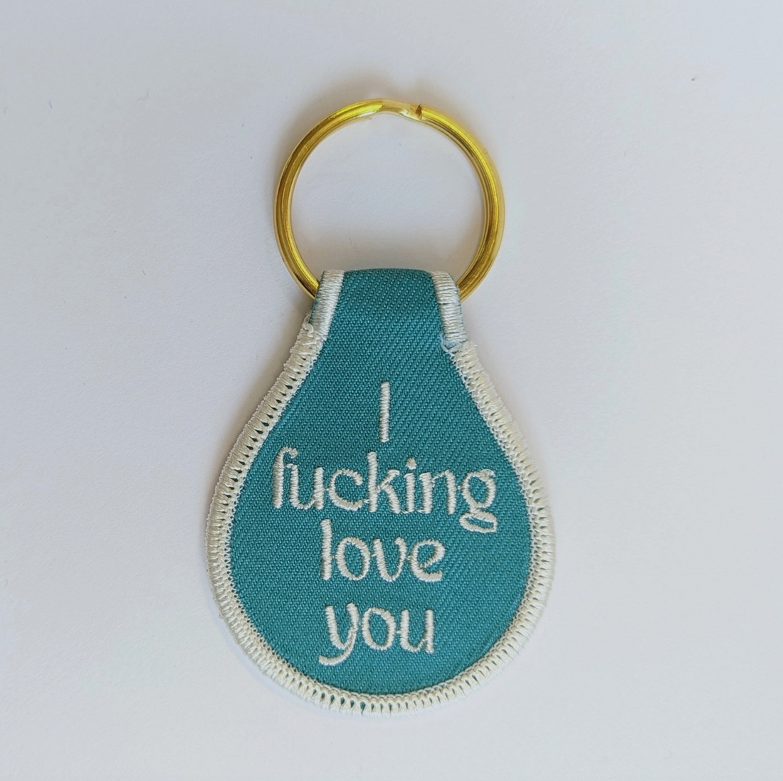 I Fucking Love You Embroidered Key Tag
