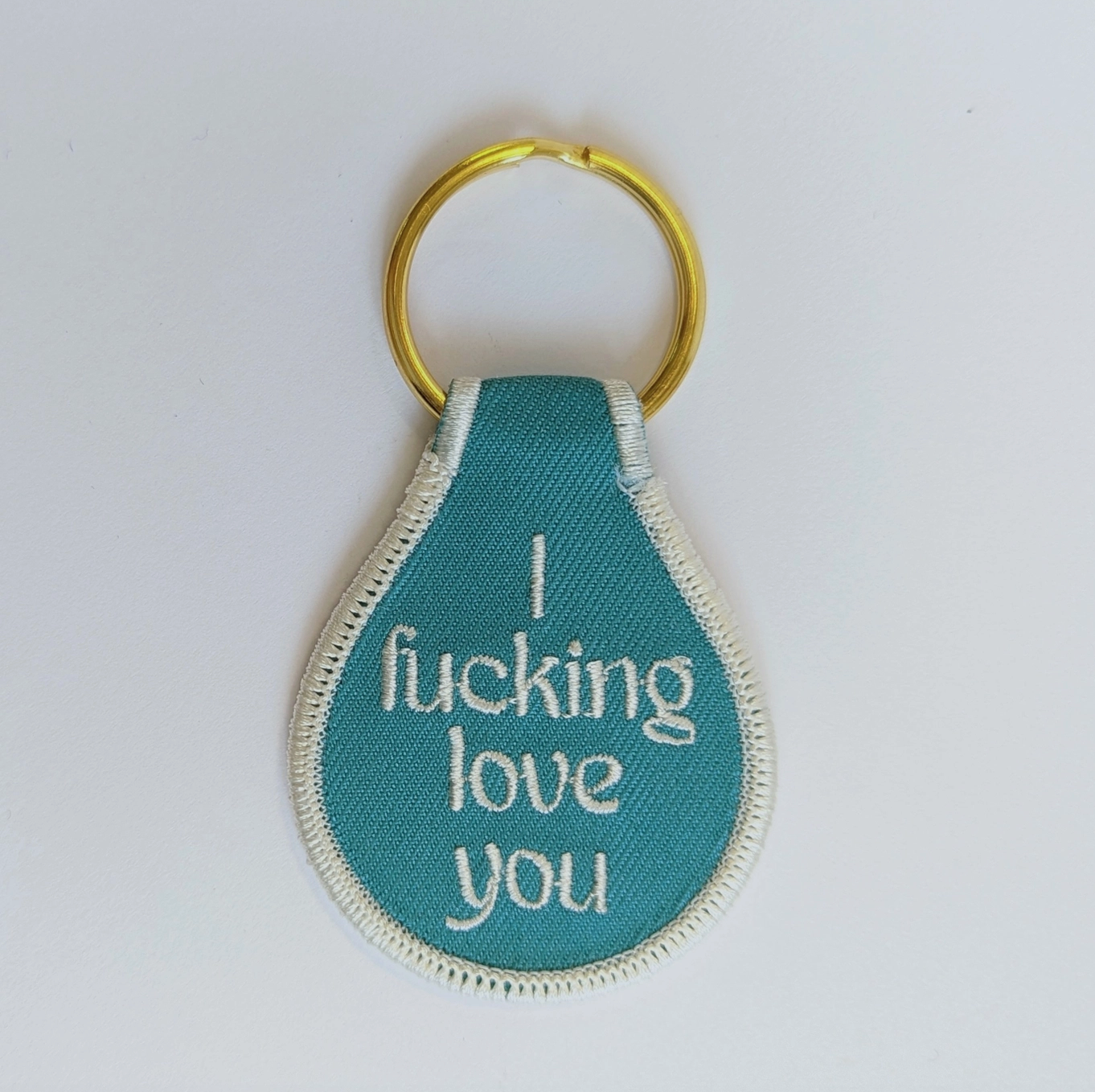 I Fucking Love You Embroidered Key Tag