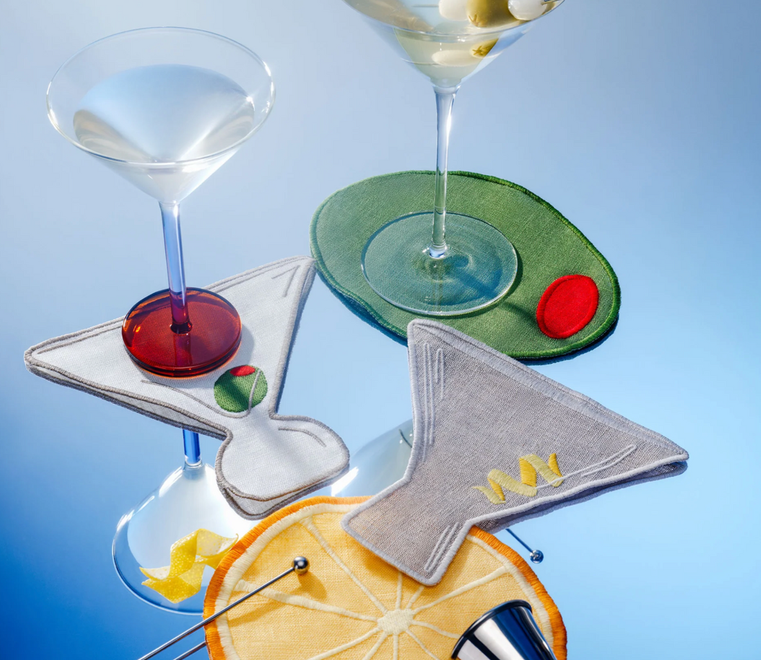 Martini Linen Cocktail Napkins (Set of 4)