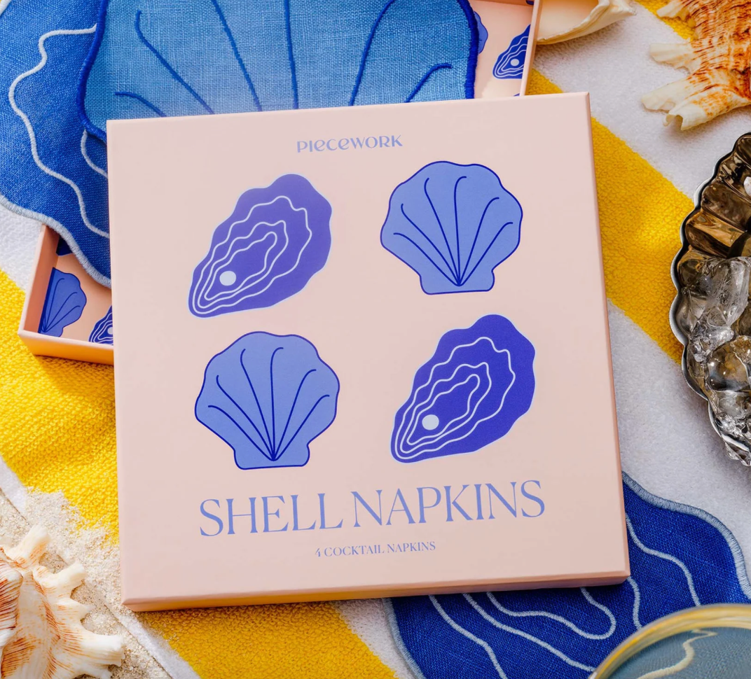 Shell Linen Cocktail Napkins (Set of 4)