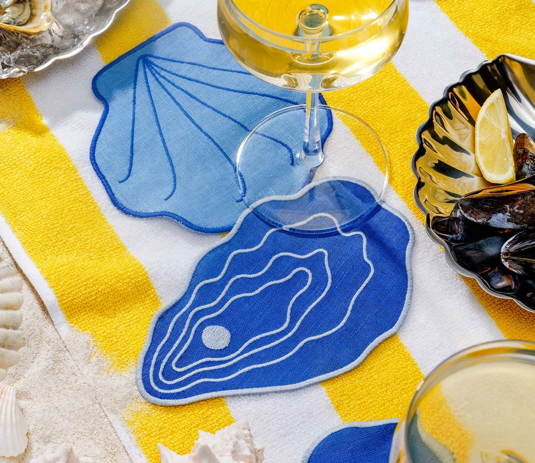 Shell Linen Cocktail Napkins (Set of 4)