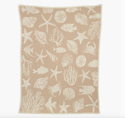 Coastal Sea Life Throw Blanket