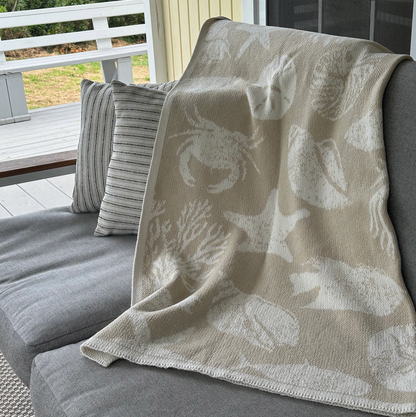 Coastal Sea Life Throw Blanket
