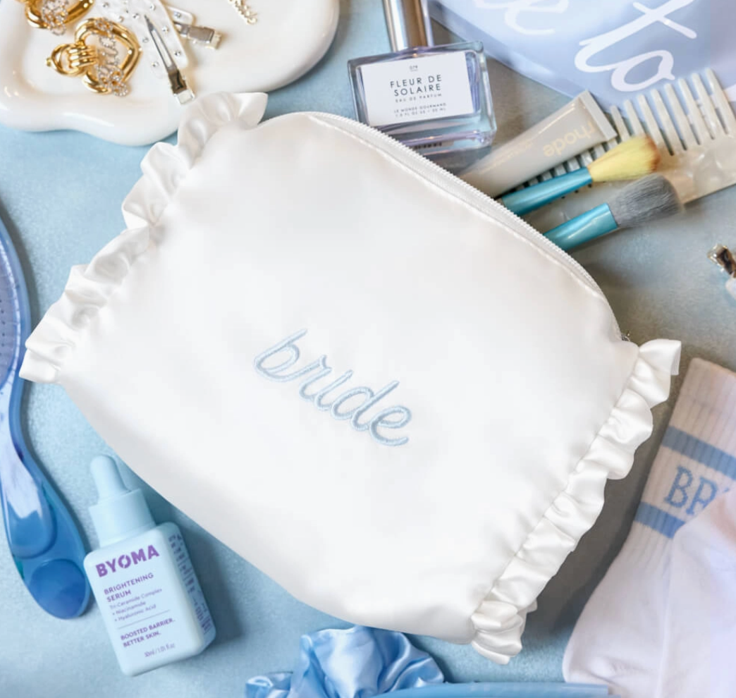 &quot;Bride&quot; Satin Cosmetic Bag