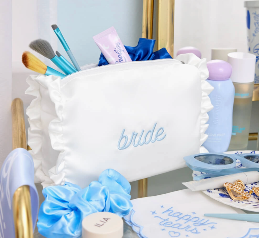 &quot;Bride&quot; Satin Cosmetic Bag