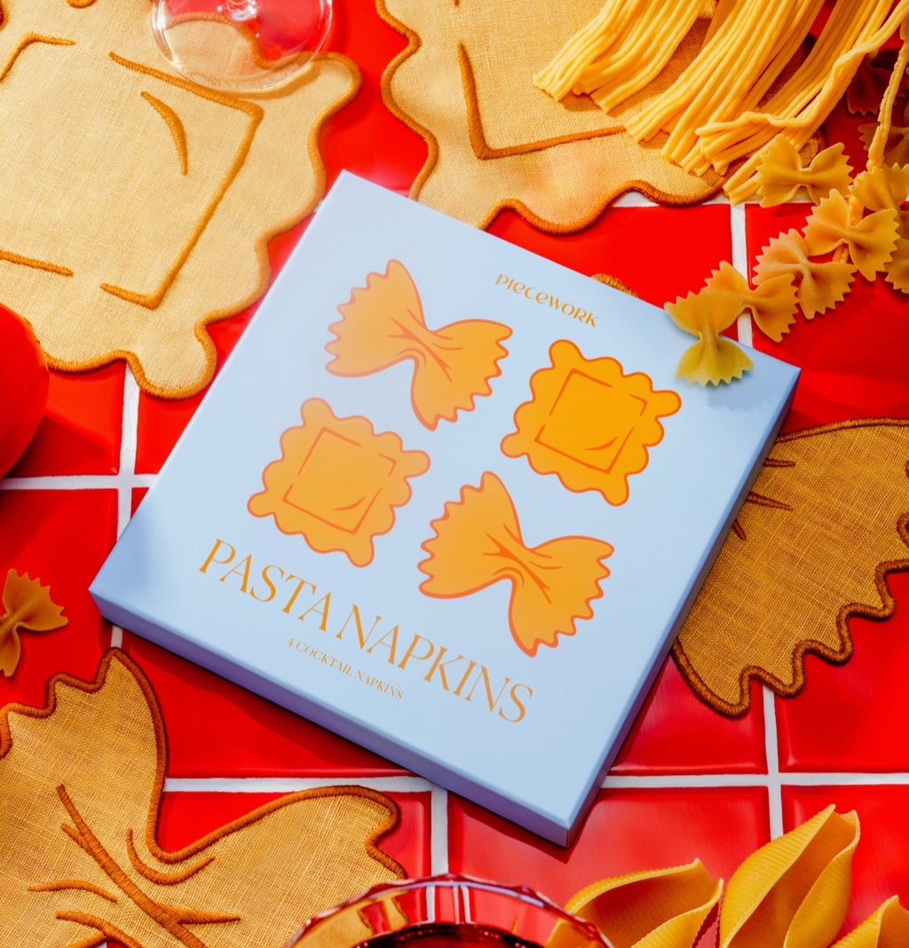 Pasta Linen Cocktail Napkins (Set of 4)