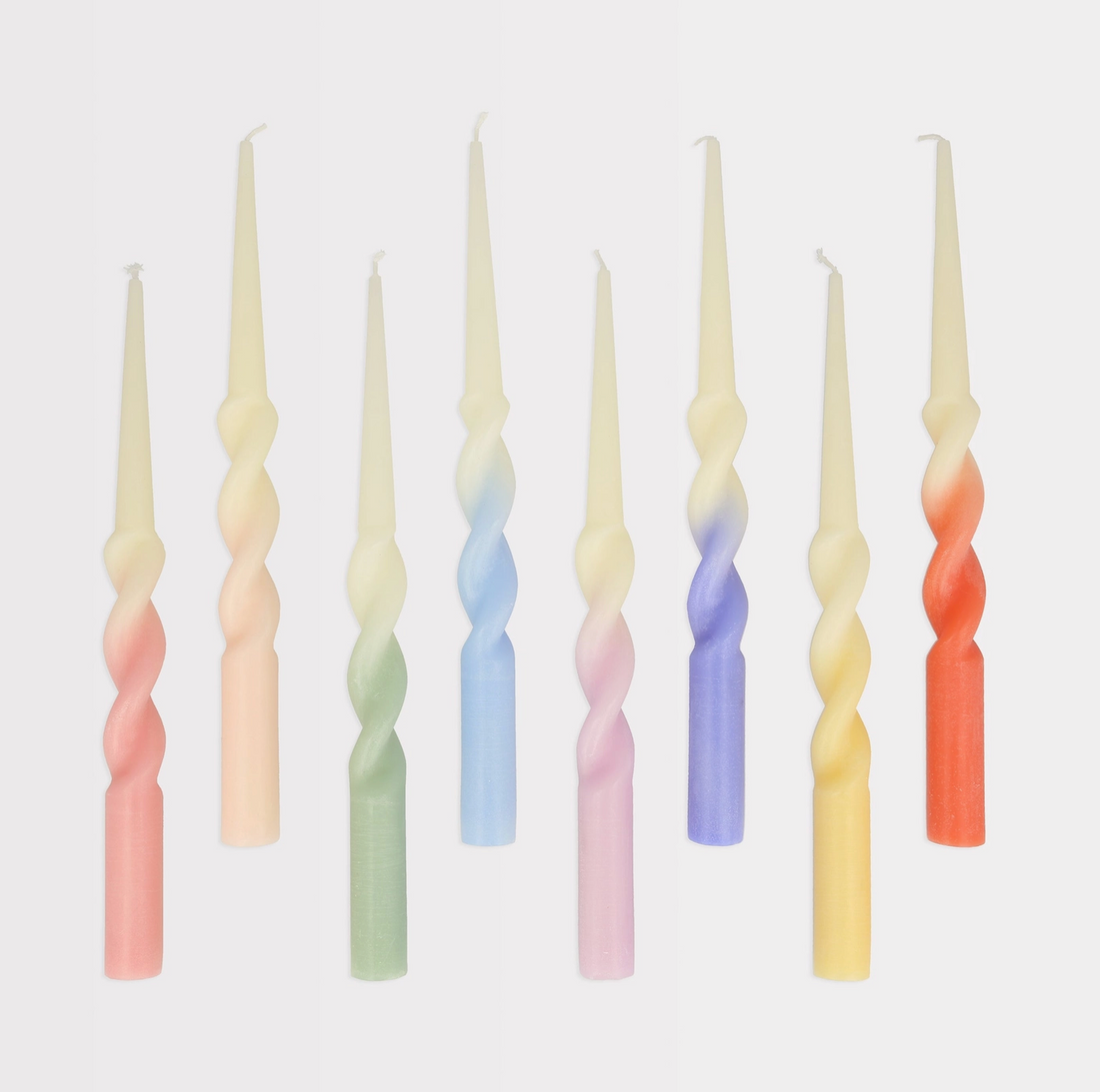 Rainbow Twisted Table Candles
