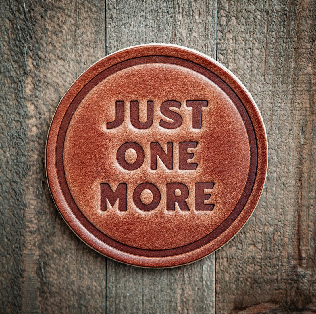 Just One More Leather Coaster