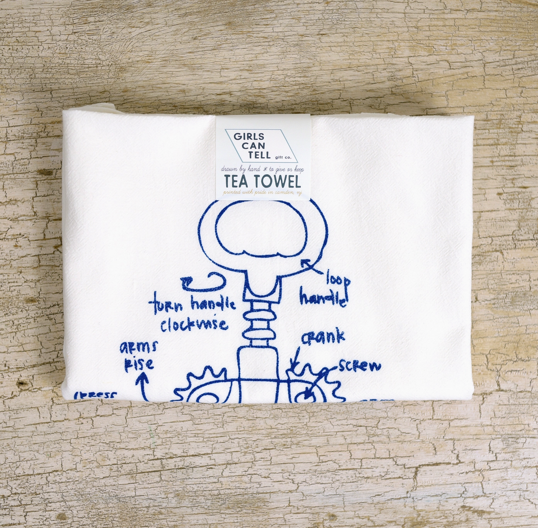 Wine Corkscrew Tea Towel