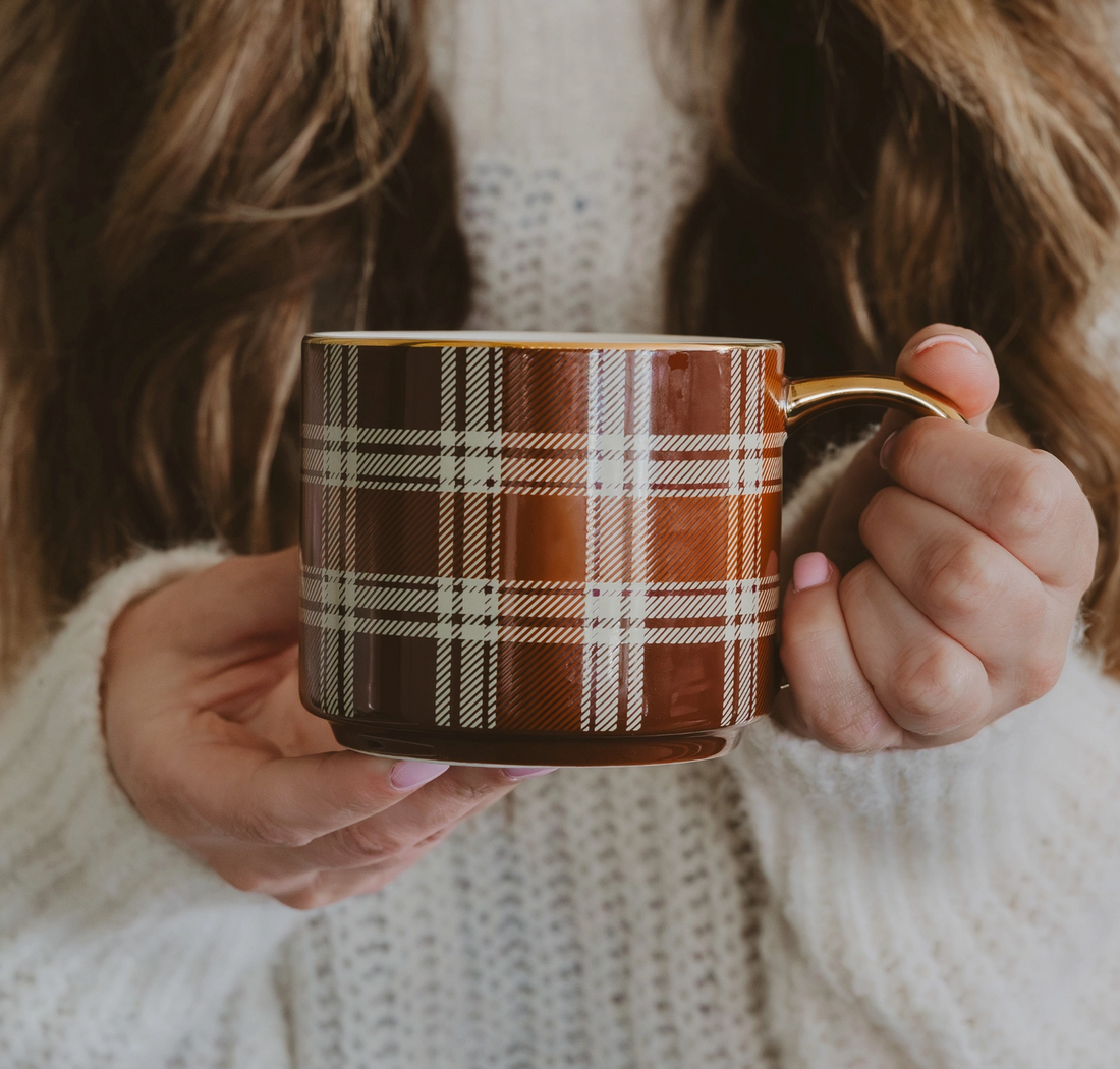 Brown Plaid Coffee Mug