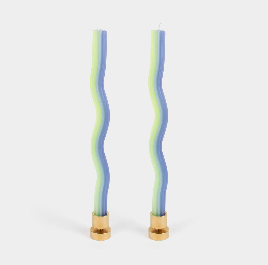 Green &amp; Lavender Wiggle Taper Candles