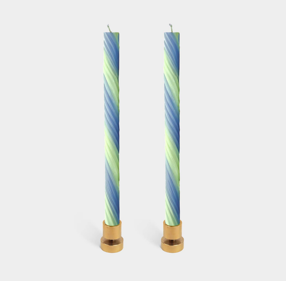 Green &amp; Lavender Rope Taper Candles
