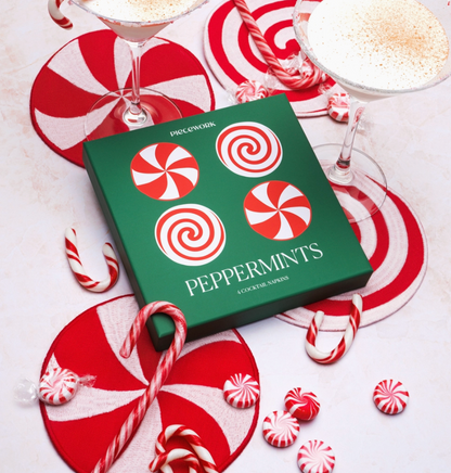 Peppermint Linen Cocktail Napkins (Set of 4)