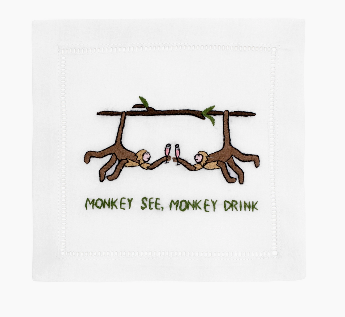&quot;Monkey See, Monkey Drink&quot; Cocktail Napkin
