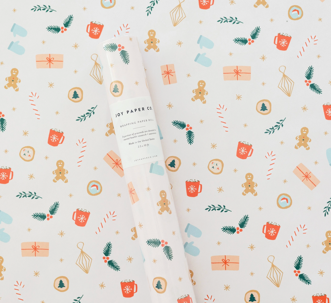 Pink Holiday Pattern Wrapping Paper Roll